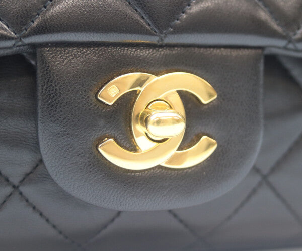 CHANEL シャネル 1番 A01112 黒ラム ゴールド金具 Wフラップ マトラッセ25 ショルダーバッグ