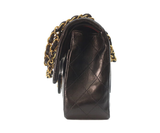CHANEL シャネル 3番 A01112 黒ラム ゴールド金具 Wフラップ マトラッセ25 ショルダーバッグ