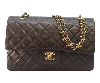 CHANEL シャネル 5番 A01112 黒ラム ゴールド金具 Wフラップ マトラッセ25 ショルダーバッグ