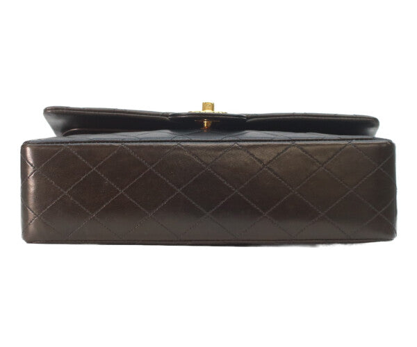 CHANEL シャネル 5番 A01112 黒ラム ゴールド金具 Wフラップ マトラッセ25 ショルダーバッグ