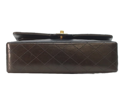 CHANEL シャネル 5番 A01112 黒ラム ゴールド金具 Wフラップ マトラッセ25 ショルダーバッグ