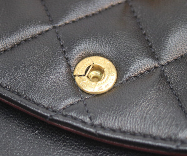 CHANEL シャネル 5番 A01112 黒ラム ゴールド金具 Wフラップ マトラッセ25 ショルダーバッグ