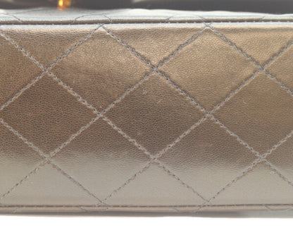CHANEL シャネル 5番 A01112 黒ラム ゴールド金具 Wフラップ マトラッセ25 ショルダーバッグ