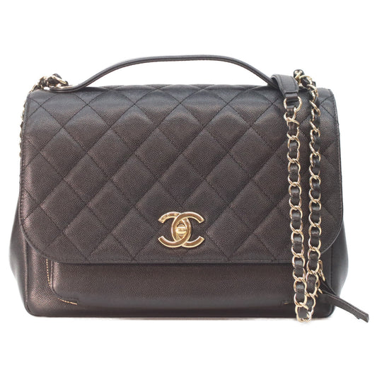 CHANEL シャネル 23番 A93607 黒キャビア ゴールド金具 ビジネスアフィニティ 2Wayバッグ ショルダーバッグ