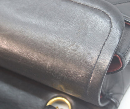 CHANEL シャネル 1番 A01112 黒ラム ゴールド金具 Wフラップ マトラッセ25 ショルダーバッグ