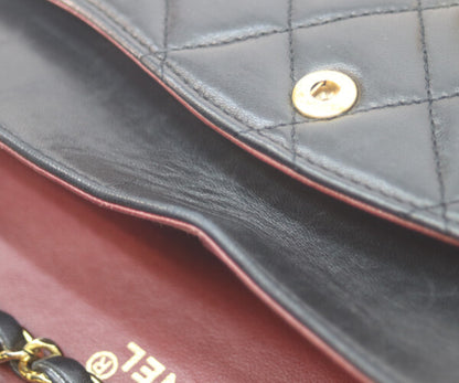 CHANEL シャネル 1番 A01112 黒ラム ゴールド金具 Wフラップ マトラッセ25 ショルダーバッグ