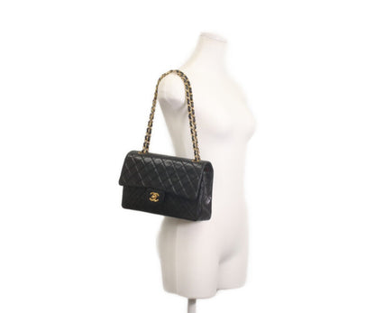 CHANEL シャネル 1番 A01112 黒ラム ゴールド金具 Wフラップ マトラッセ25 ショルダーバッグ