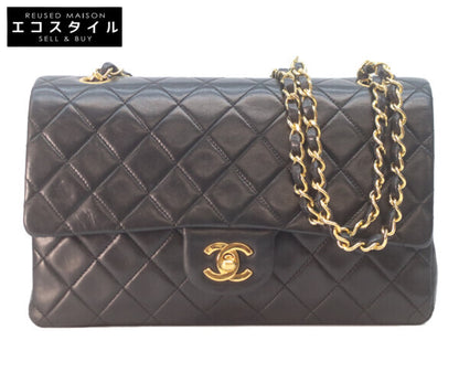 CHANEL シャネル 1番 A01112 黒ラム ゴールド金具 Wフラップ マトラッセ25 ショルダーバッグ