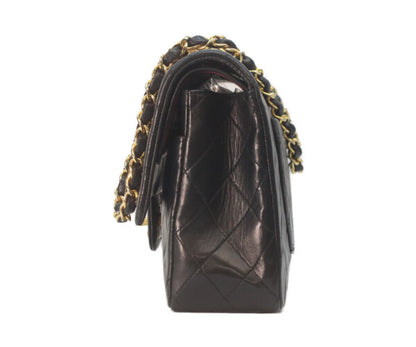 CHANEL シャネル 1番 A01112 黒ラム ゴールド金具 Wフラップ マトラッセ25 ショルダーバッグ