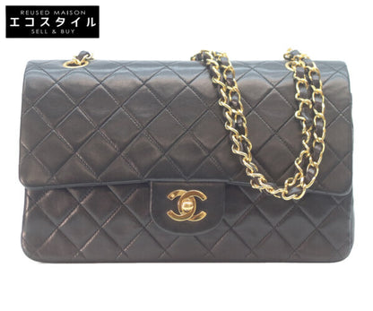 CHANEL シャネル 1番 A01112 黒ラム ゴールド金具 Wフラップ マトラッセ25 ショルダーバッグ