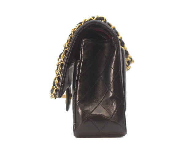 CHANEL シャネル 1番 A01112 黒ラム ゴールド金具 Wフラップ マトラッセ25 ショルダーバッグ