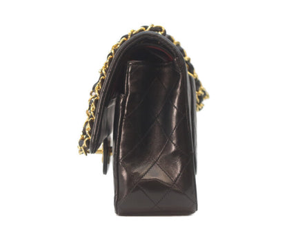 CHANEL シャネル 1番 A01112 黒ラム ゴールド金具 Wフラップ マトラッセ25 ショルダーバッグ