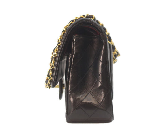 CHANEL シャネル 1番 A01112 黒ラム ゴールド金具 Wフラップ マトラッセ25 ショルダーバッグ