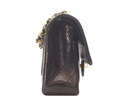 CHANEL シャネル 1番 A01112 黒ラム ゴールド金具 Wフラップ マトラッセ25 ショルダーバッグ
