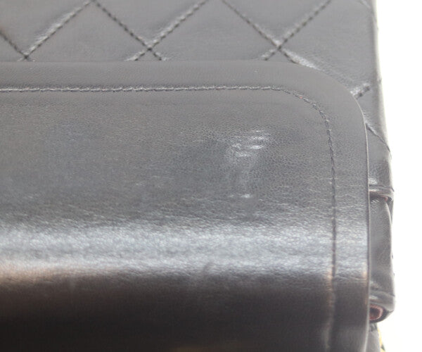 CHANEL シャネル 1番 A01112 黒ラム ゴールド金具 Wフラップ マトラッセ25 ショルダーバッグ