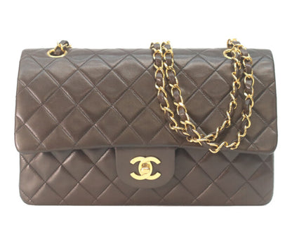 CHANEL シャネル 2番 A01112 黒ラム ゴールド金具 Wフラップ マトラッセ25 ショルダーバッグ