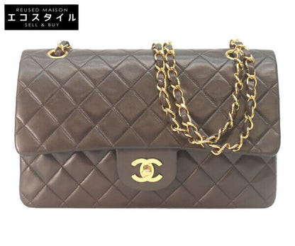 CHANEL シャネル 2番 A01112 黒ラム ゴールド金具 Wフラップ マトラッセ25 ショルダーバッグ
