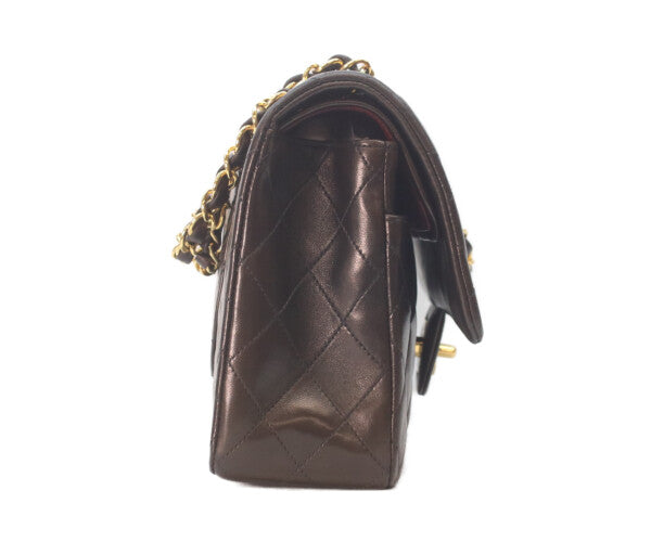 CHANEL シャネル 2番 A01112 黒ラム ゴールド金具 Wフラップ マトラッセ25 ショルダーバッグ