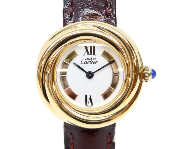 Cartier カルティエ W1010744 90s 925 マストトリニティヴェルメイユSM サイドトリニティ ホワイト文字盤 QZ 腕時計