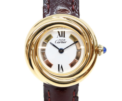 Cartier カルティエ W1010744 90s 925 マストトリニティヴェルメイユSM サイドトリニティ ホワイト文字盤 QZ 腕時計