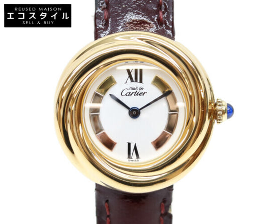 Cartier カルティエ W1010744 90s 925 マストトリニティヴェルメイユSM サイドトリニティ ホワイト文字盤 QZ 腕時計