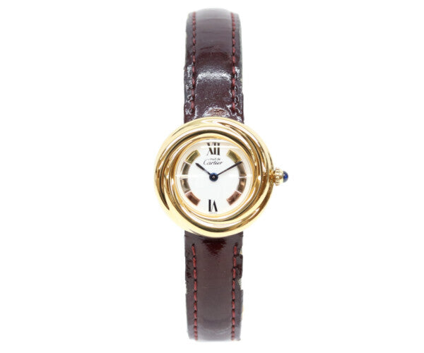 Cartier カルティエ W1010744 90s 925 マストトリニティヴェルメイユSM サイドトリニティ ホワイト文字盤 QZ 腕時計