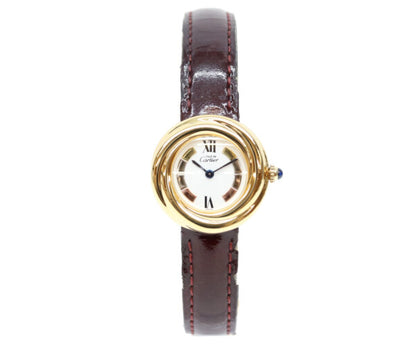 Cartier カルティエ W1010744 90s 925 マストトリニティヴェルメイユSM サイドトリニティ ホワイト文字盤 QZ 腕時計