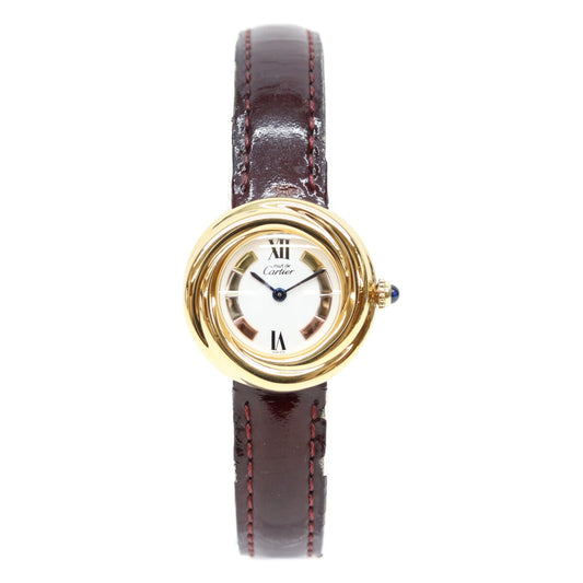 Cartier カルティエ W1010744 90s 925 マストトリニティヴェルメイユSM サイドトリニティ ホワイト文字盤 QZ 腕時計