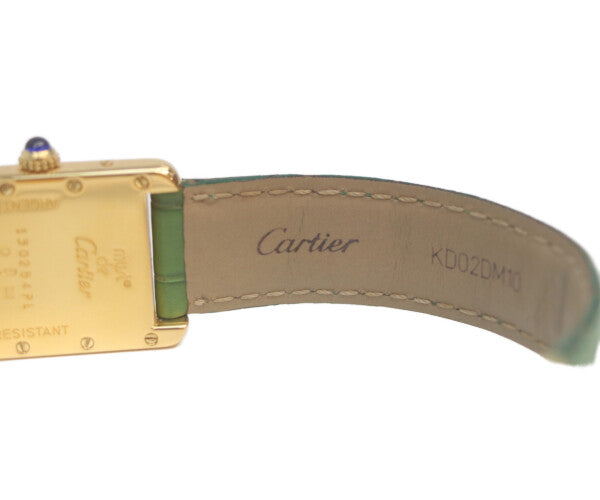 Cartier カルティエ 00s W1017354 925 マストタンクヴェルメイユSM後期 アイボリーローマ文字盤 QZ 革 腕時計