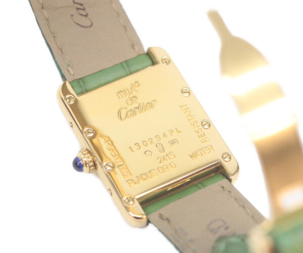 Cartier カルティエ 00s W1017354 925 マストタンクヴェルメイユSM後期 アイボリーローマ文字盤 QZ 革 腕時計