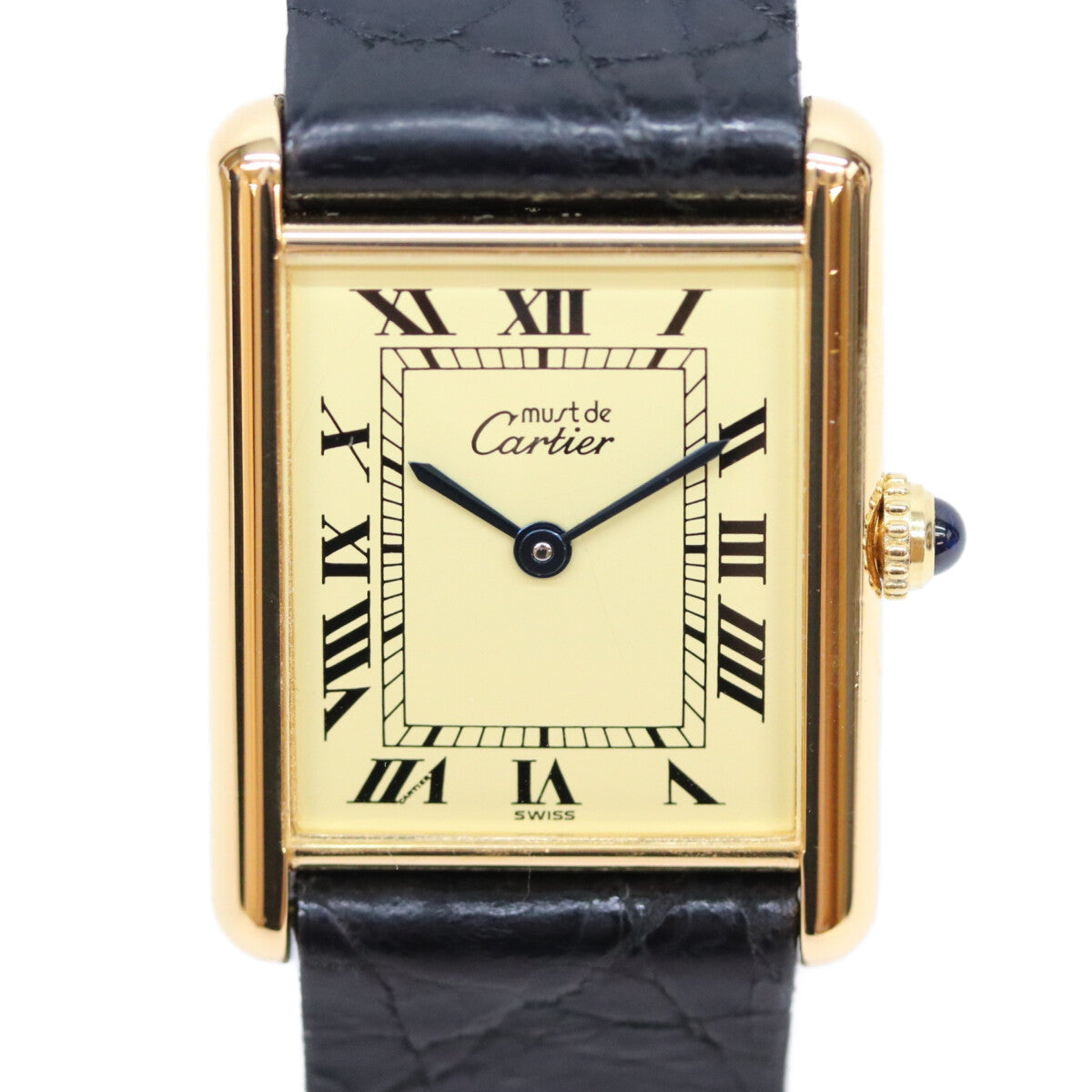 Cartier カルティエ 80-90s W1002753 925 マストタンクLM ヴェルメイユ アイボリー文字盤 QZ 革 腕時計