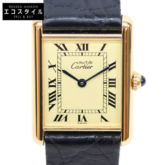 Cartier カルティエ 80-90s W1002753 925 マストタンクLM ヴェルメイユ アイボリー文字盤 QZ 革 腕時計