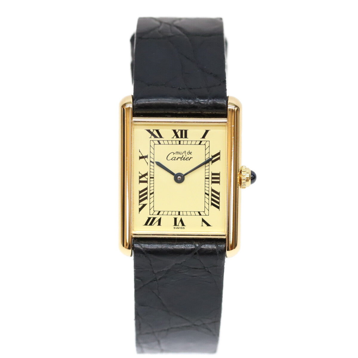 Cartier カルティエ 80-90s W1002753 925 マストタンクLM ヴェルメイユ アイボリー文字盤 QZ 革 腕時計