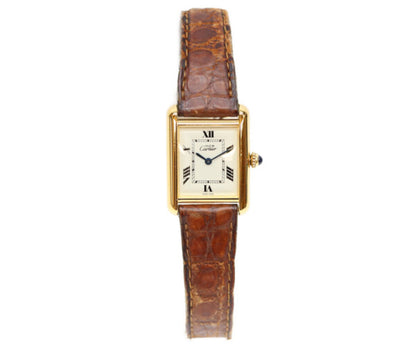 Cartier カルティエ 99-00s W1013654 925 マストタンクヴェルメイユSM後期 飛びローマアイボリー文字盤 QZ 革 腕時計