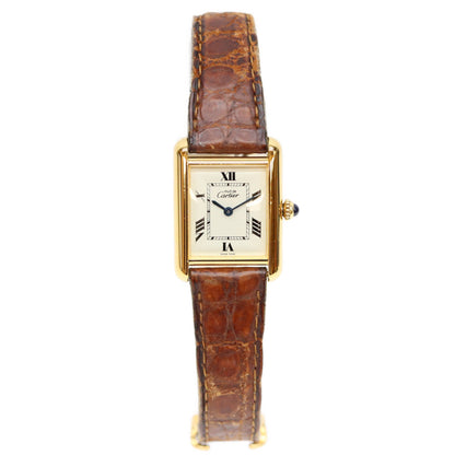 Cartier カルティエ 99-00s W1013654 925 マストタンクヴェルメイユSM後期 飛びローマアイボリー文字盤 QZ 革 腕時計