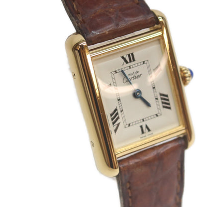 Cartier カルティエ 99-00s W1013654 925 マストタンクヴェルメイユSM後期 飛びローマアイボリー文字盤 QZ 革 腕時計