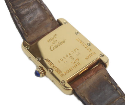 Cartier カルティエ 99-00s W1013654 925 マストタンクヴェルメイユSM後期 飛びローマアイボリー文字盤 QZ 革 腕時計