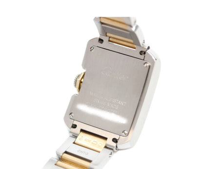 Cartier カルティエ 14年 W5310046 YG SS タンクアングレーズSM シルバーギョーシェ彫り文字盤 QZ 腕時計
