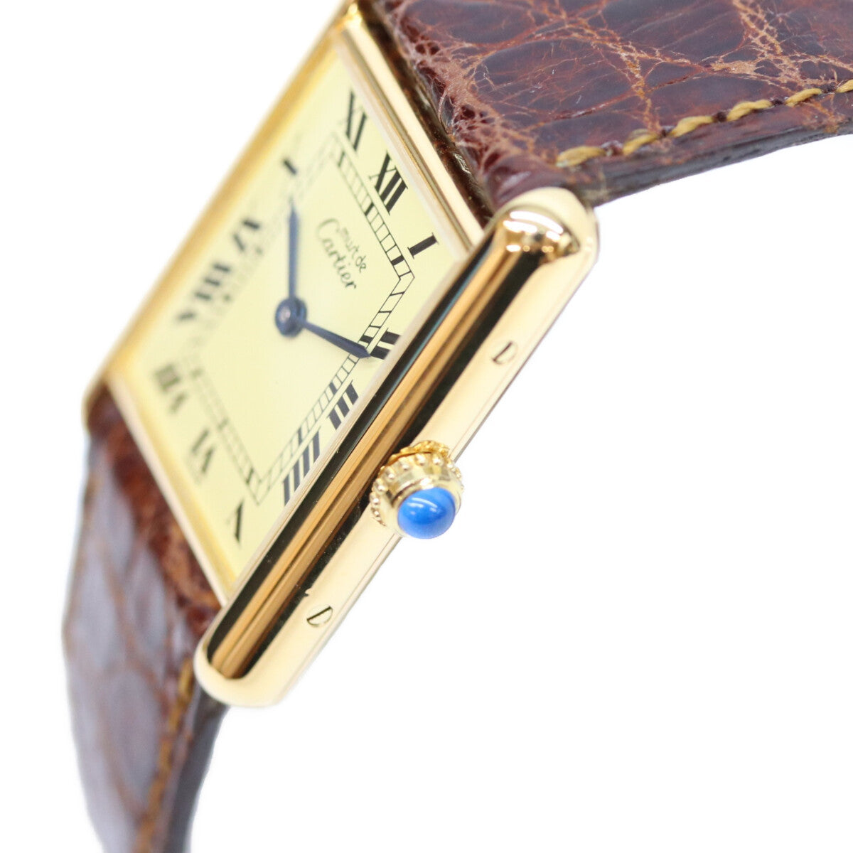 Cartier カルティエ 80-90s W1002753 925 マストタンクヴェルメイユLM アイボリーローマ文字盤 QZ 革 腕時計