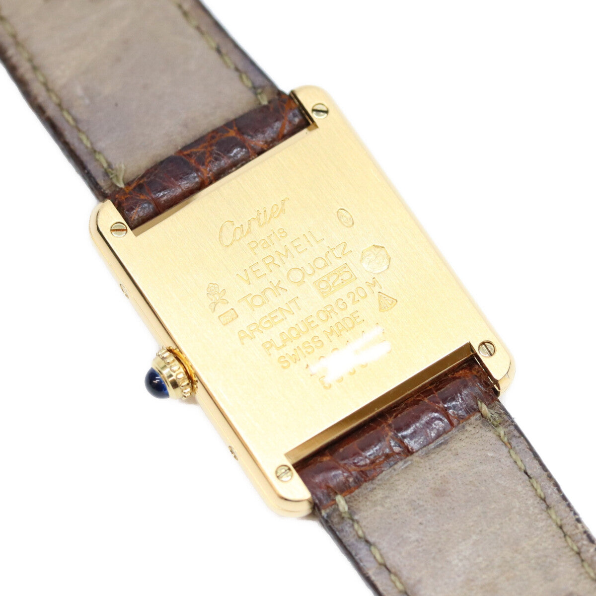Cartier カルティエ 80-90s W1002753 925 マストタンクヴェルメイユLM アイボリーローマ文字盤 QZ 革 腕時計