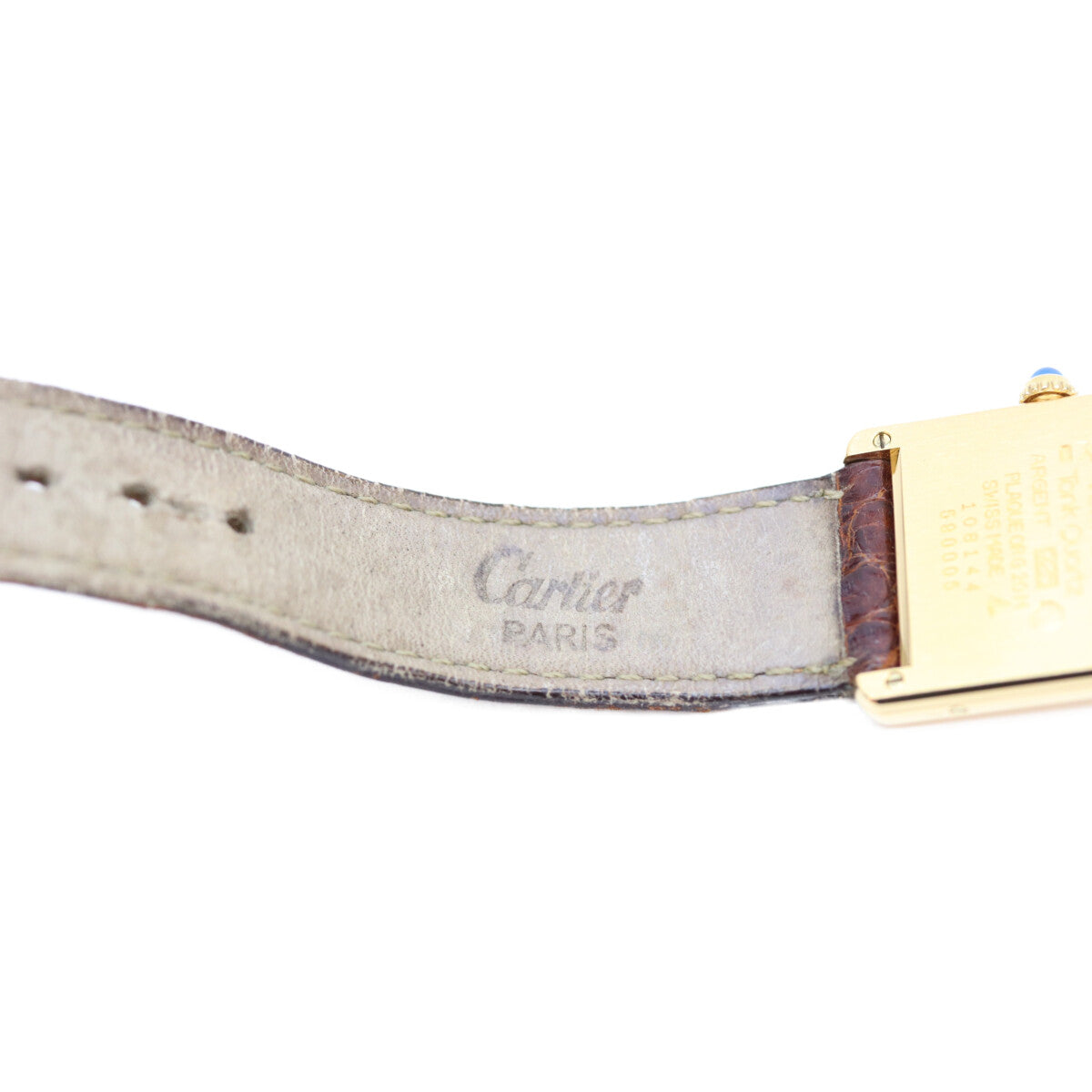 Cartier Cartier 1980s–90s W1002753 925 Must Tank Vermeil LM ivory Roman numeral dial quartz leather wristwatch