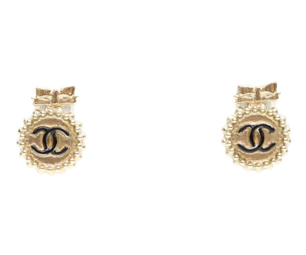 CHANEL シャネル B14C ゴールド ラウンドココマークリボン ピアス ピアス