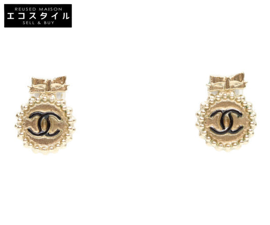 CHANEL シャネル B14C ゴールド ラウンドココマークリボン ピアス ピアス