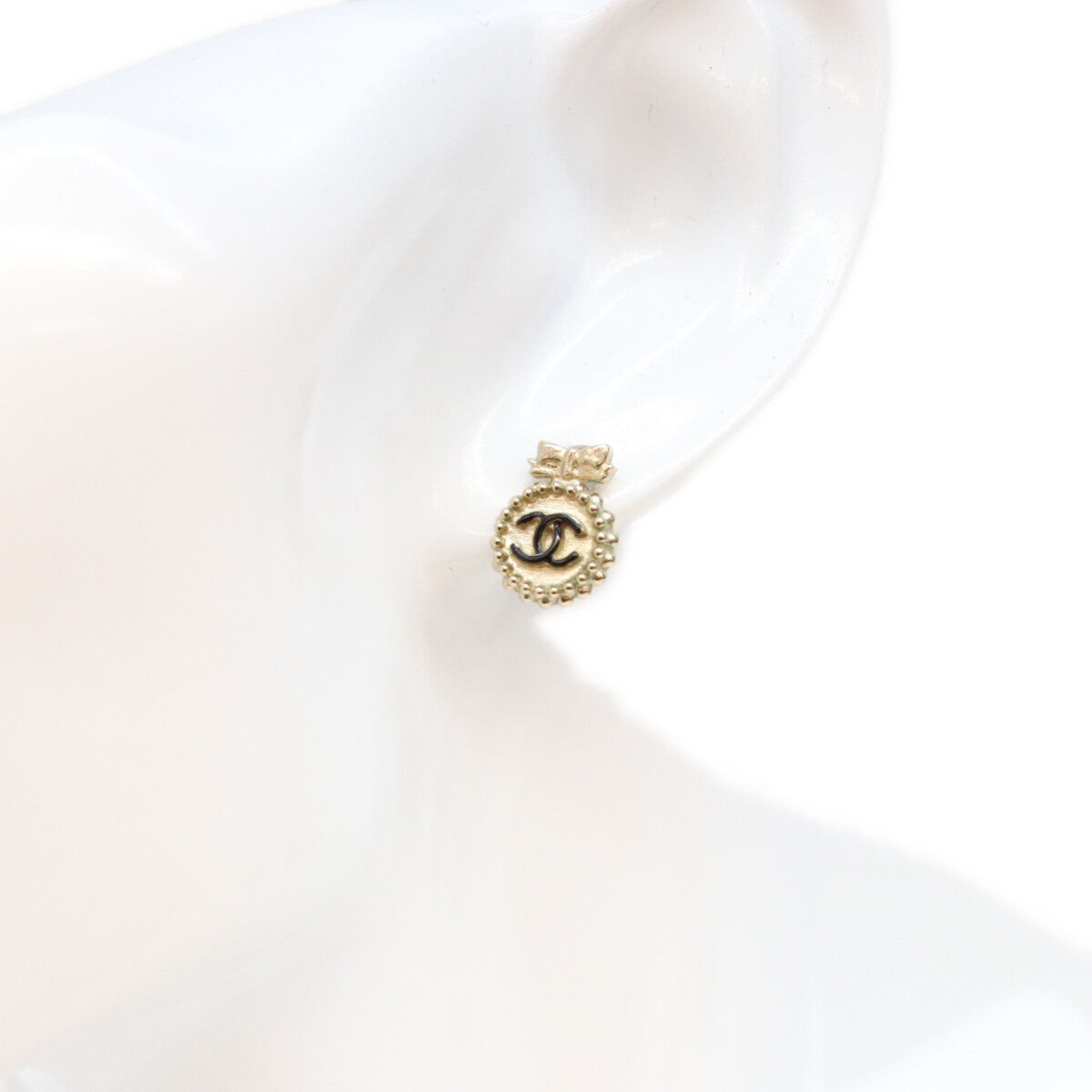 CHANEL シャネル B14C ゴールド ラウンドココマークリボン ピアス ピアス