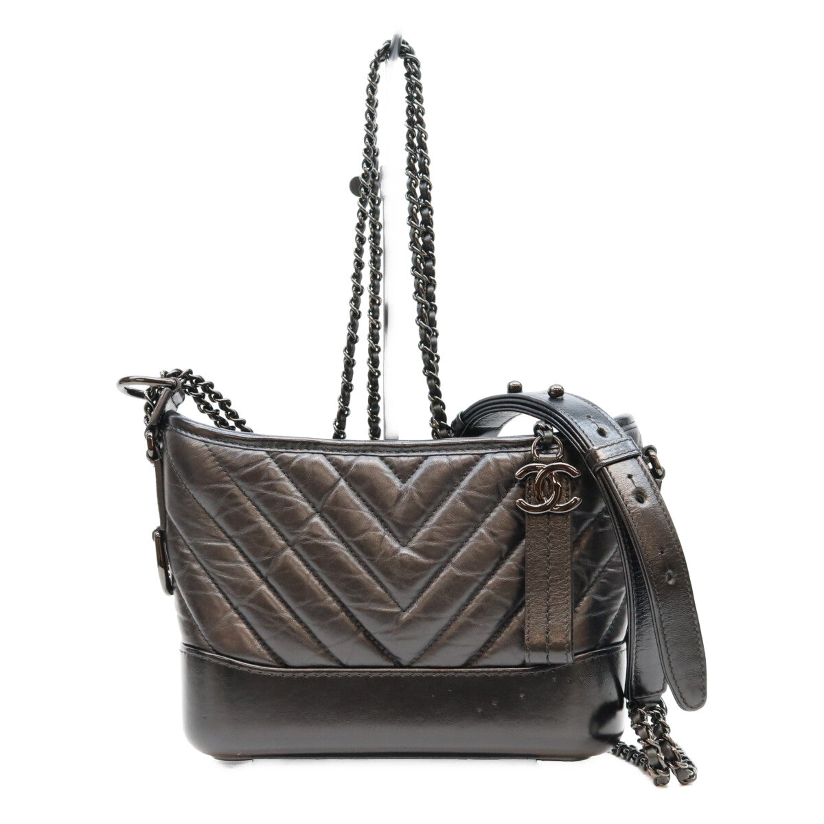 Chanel Series 28 A91810 Vintage Calfskin So Black Gabrielle de Hobo Shoulder Bag