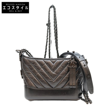Chanel Series 28 A91810 Vintage Calfskin So Black Gabrielle de Hobo Shoulder Bag