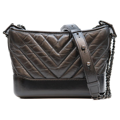 Chanel Series 28 A91810 Vintage Calfskin So Black Gabrielle de Hobo Shoulder Bag
