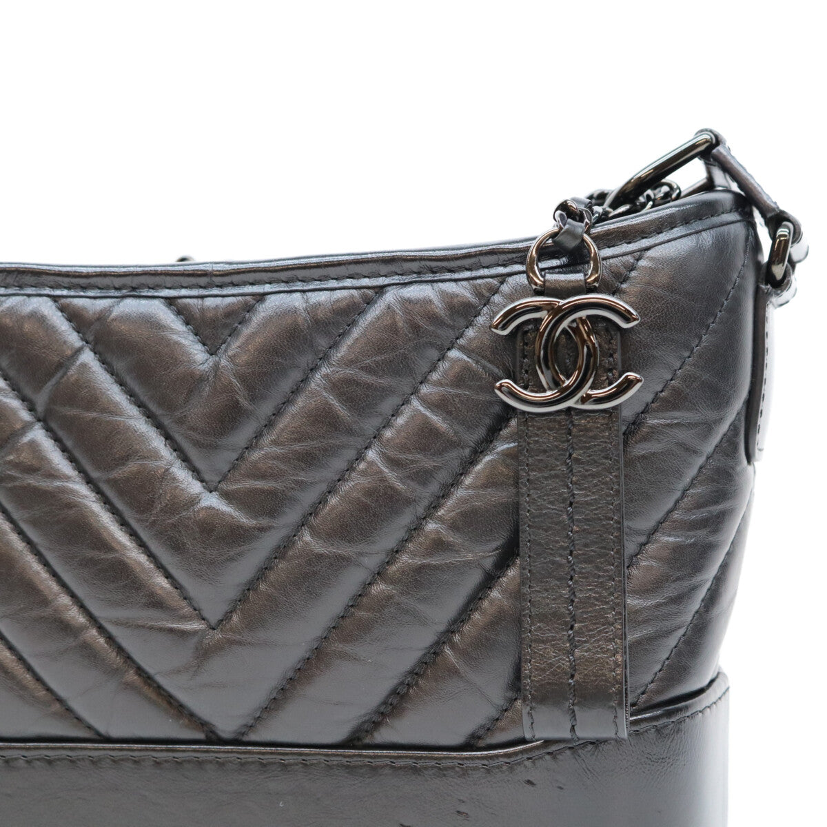 Chanel Series 28 A91810 Vintage Calfskin So Black Gabrielle de Hobo Shoulder Bag