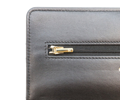 CHANEL シャネル A33814 ラム 黒 ゴールド金具 ココパール マトラッセ チェーンウォレット 財布 ショルダーバッグ