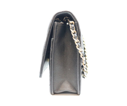 CHANEL シャネル A33814 ラム 黒 ゴールド金具 ココパール マトラッセ チェーンウォレット 財布 ショルダーバッグ